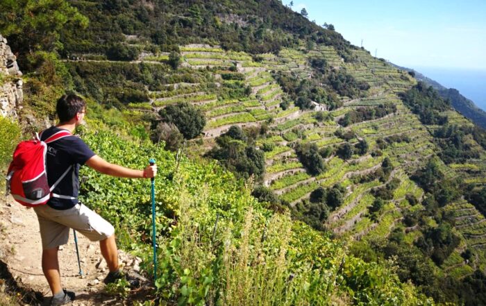 Ragazzo durante escursione alle cinque Terre